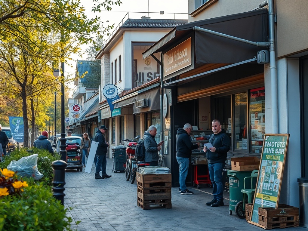 Wizualizacja elektrobusów na ulicy w Wałczu, podkreślająca nowoczesny i ekologiczny transport miejski dzięki dofinansowaniu.
