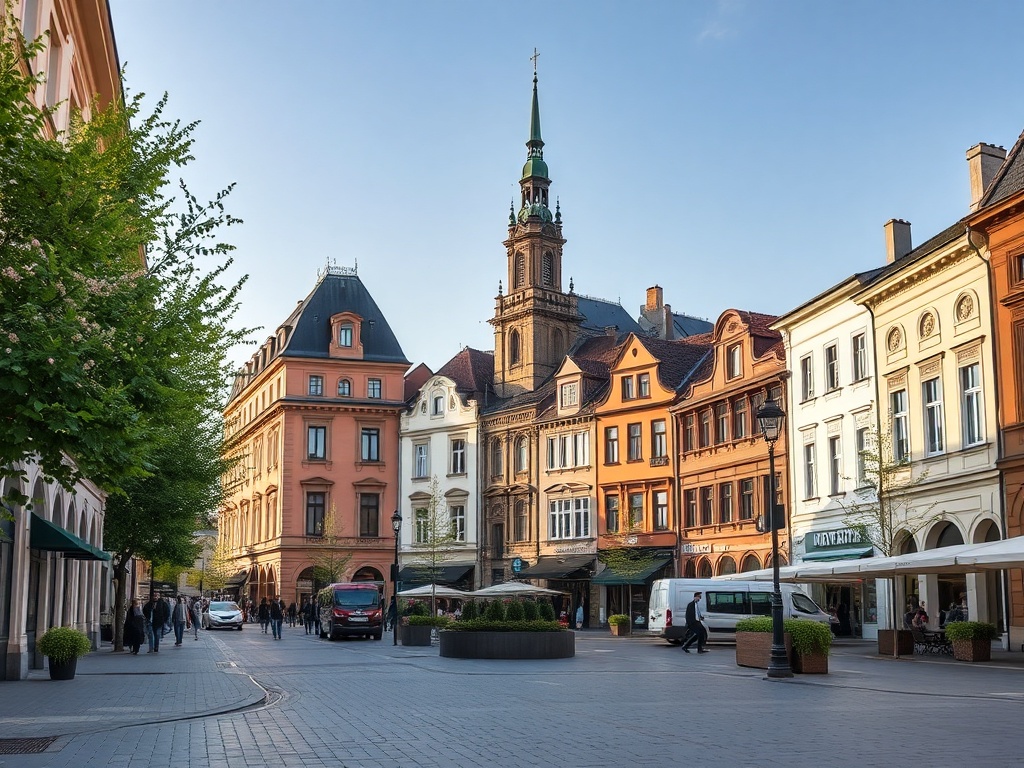 Mapa pokazująca rozmieszczenie infrastruktury usługowej w Wałczu, z naciskiem na sklepy i restauracje